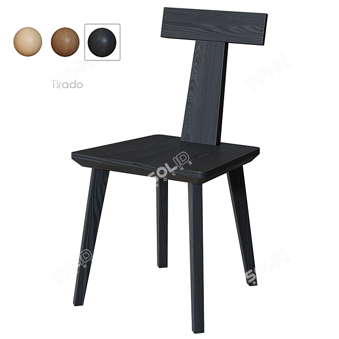 Modern Oak Finish Dining Chair 3D model image 3