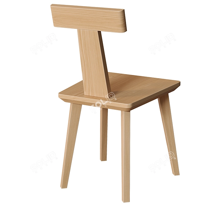 Modern Oak Finish Dining Chair 3D model image 4