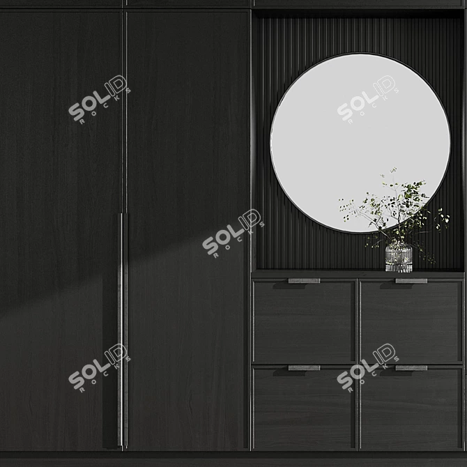 Black Wooden Hallway Furniture Set 3D model image 3