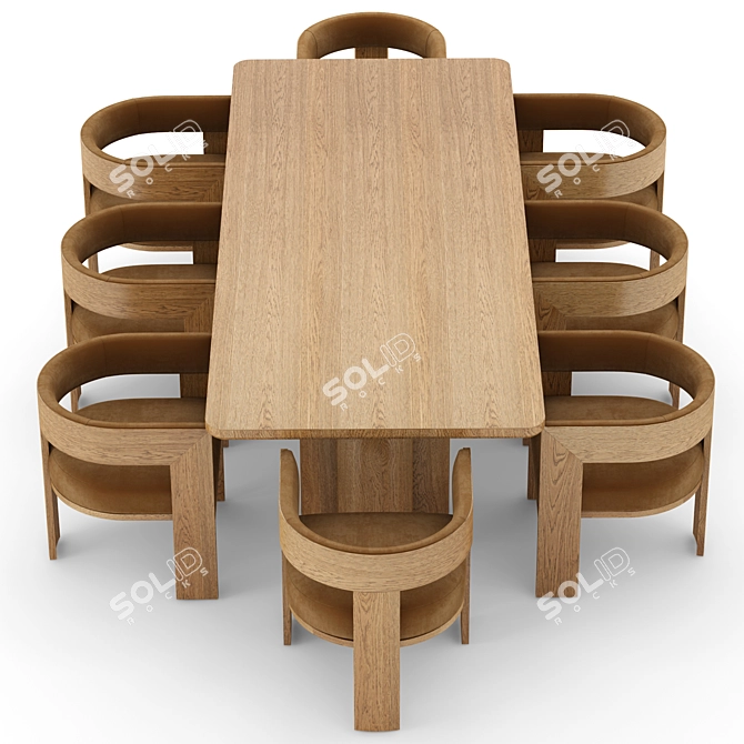 Rustic Charm Oslo Dining Set 3D model image 2