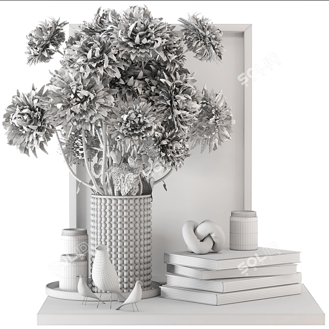 Pink Flower Decorative Set 1059 3D model image 4