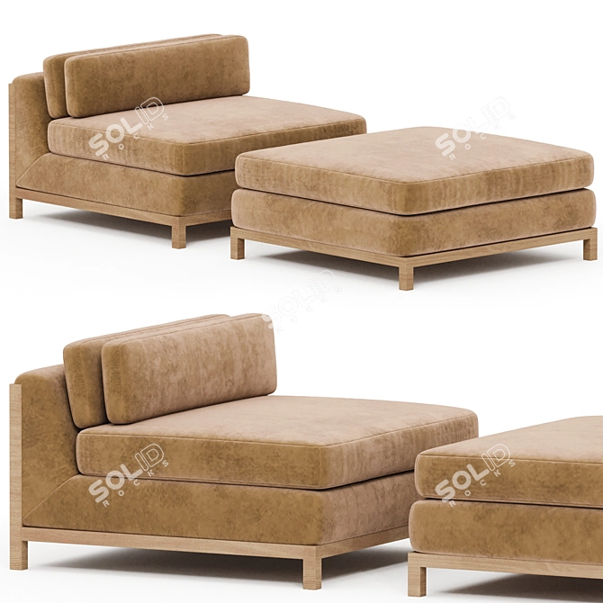 Sleek Modern Armless Chair 3D model image 1