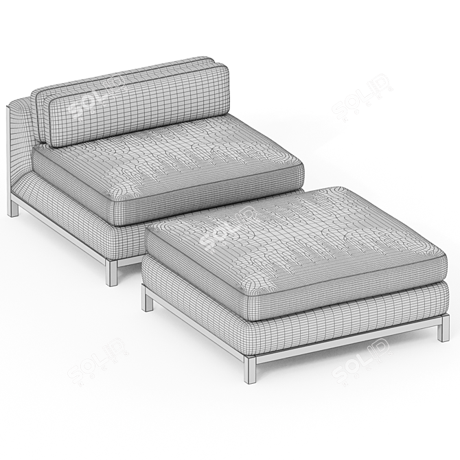 Sleek Modern Armless Chair 3D model image 3