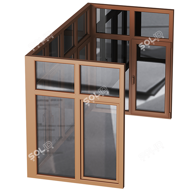 Adjustable Balcony Window Rehau 3D model image 2