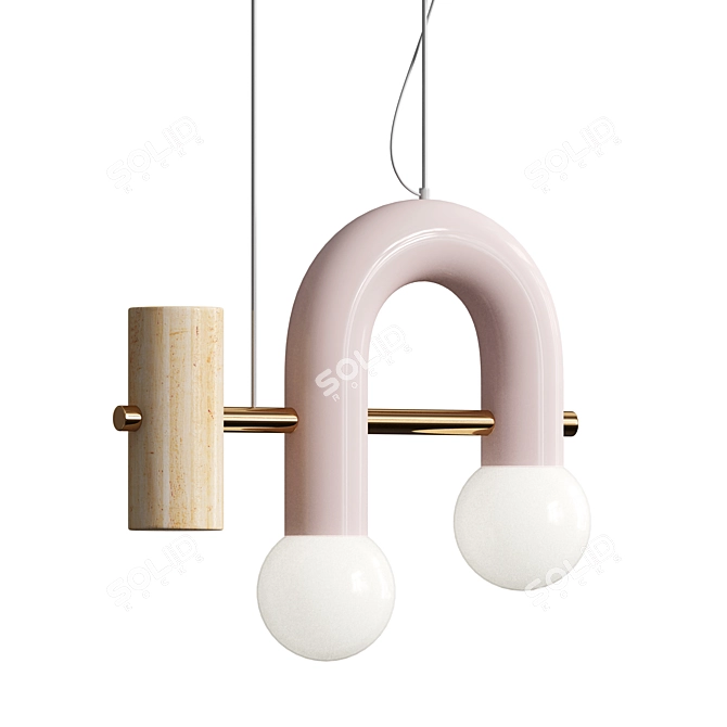 Sculptural Brutalist Pendant Light 3D model image 1