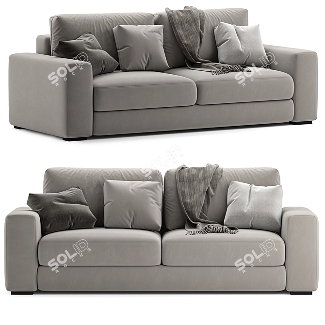 Sleek Laslo Sofa with Foldable Armrests 3D model image 1