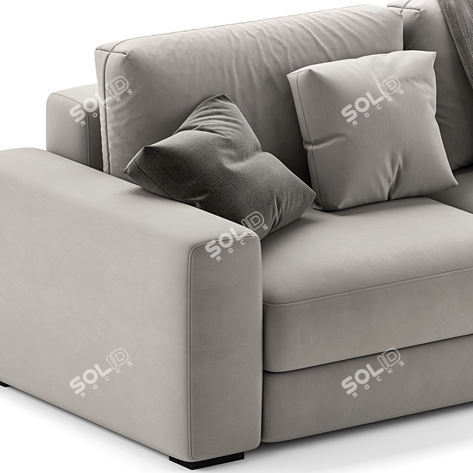 Sleek Laslo Sofa with Foldable Armrests 3D model image 2