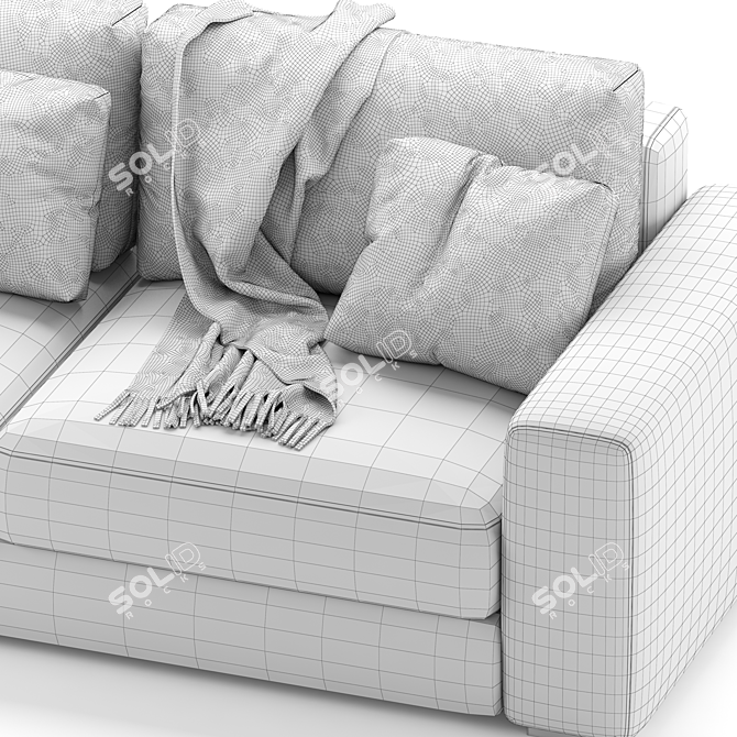 Sleek Laslo Sofa with Foldable Armrests 3D model image 4