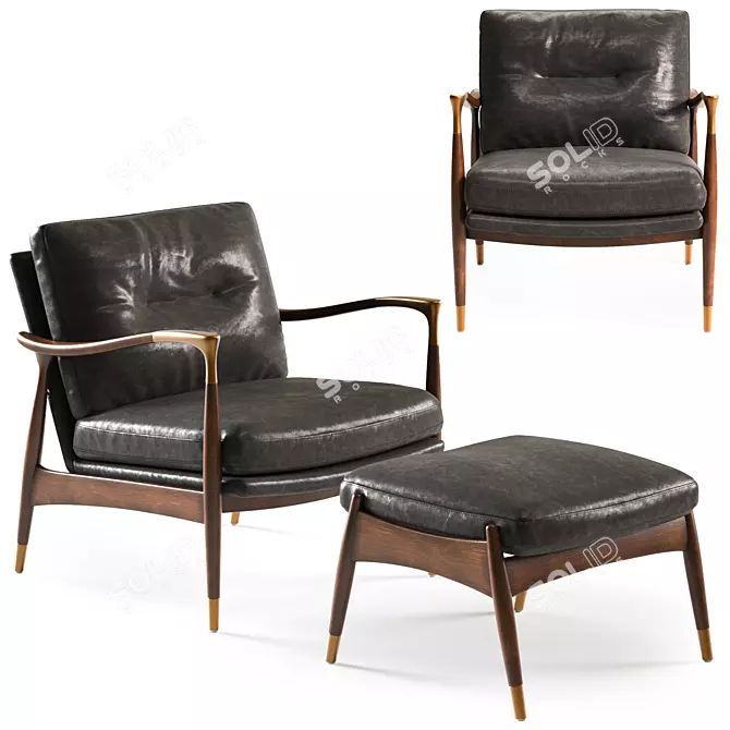 Soho Design Theodore Leather Armchair 3D model image 1