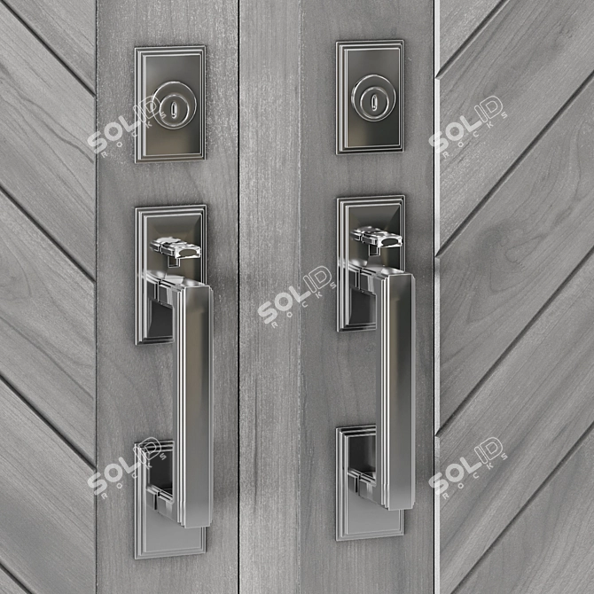 Contemporary Chevron Wood Door Set 3D model image 3