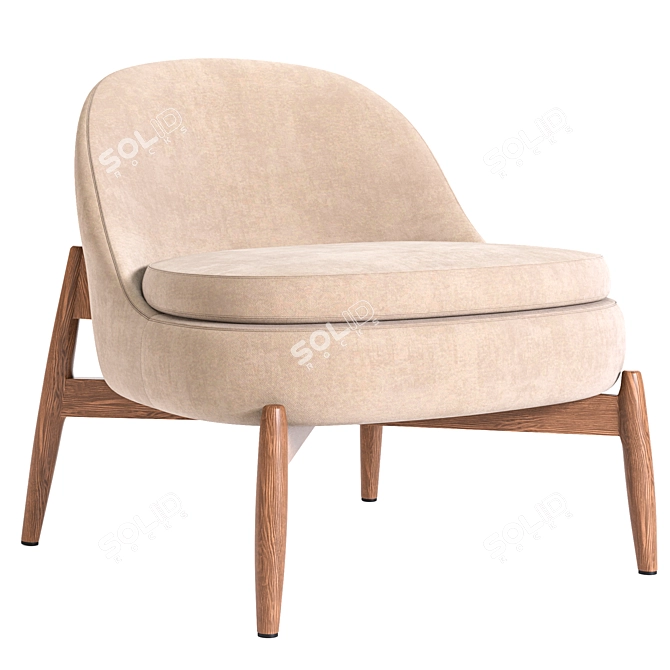 Modern Minimalist Sendai Easy Chair 3D model image 1