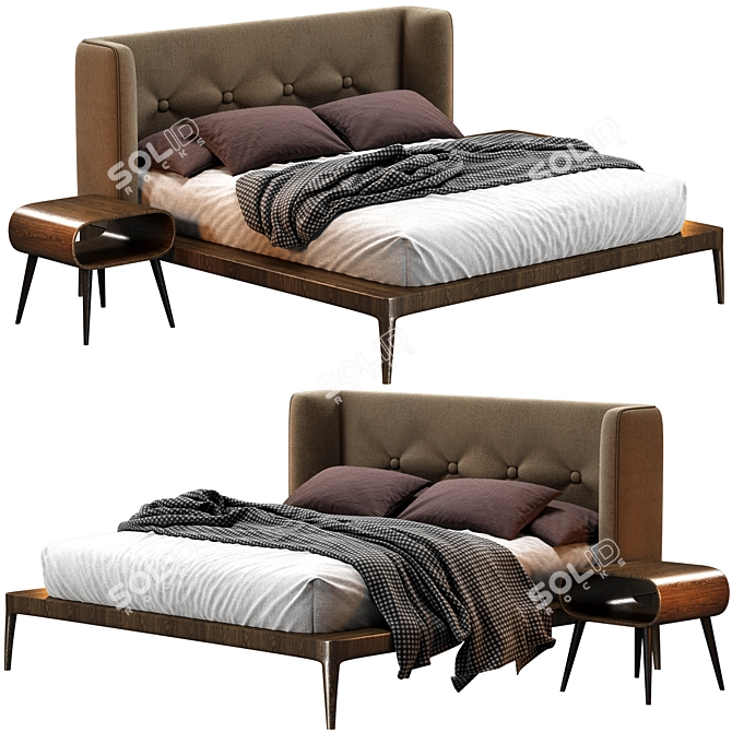 Modern Porada Ziggy Bed Frame 3D model image 1