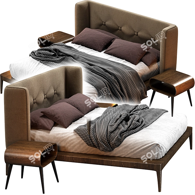 Modern Porada Ziggy Bed Frame 3D model image 2