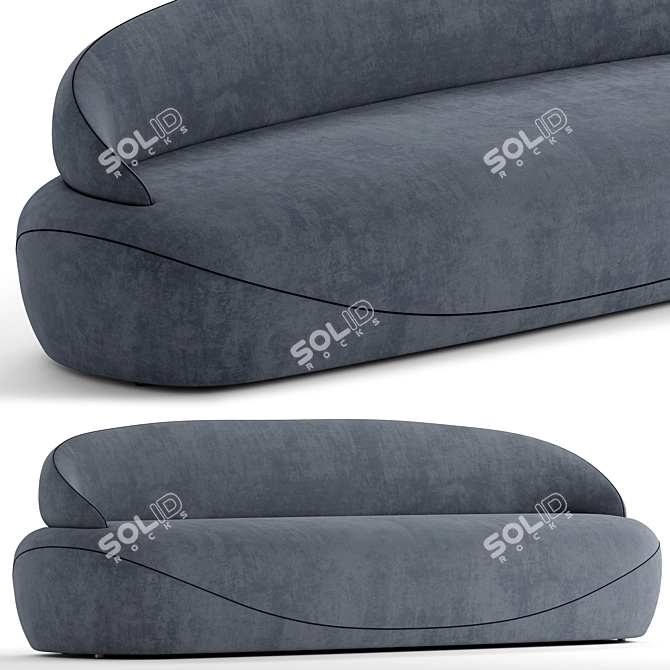 Luxurious Somet Sofa in Fabric & Velvet 3D model image 2
