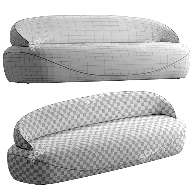 Luxurious Somet Sofa in Fabric & Velvet 3D model image 4