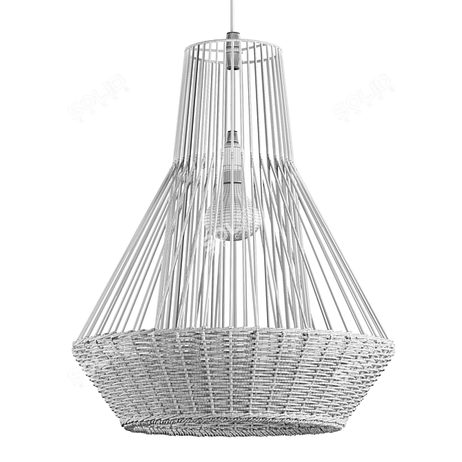 Bohemian Rattan Pendant Light 3D model image 2