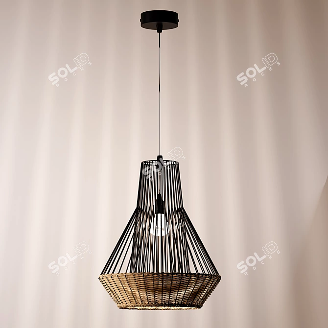 Bohemian Rattan Pendant Light 3D model image 3