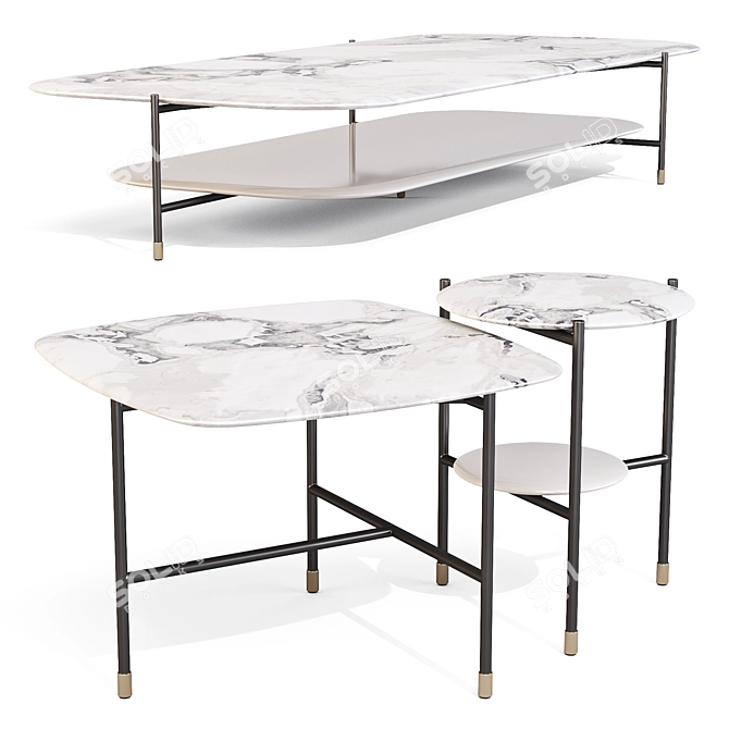 Sleek Meridiani Adrian Tables Set 3D model image 1