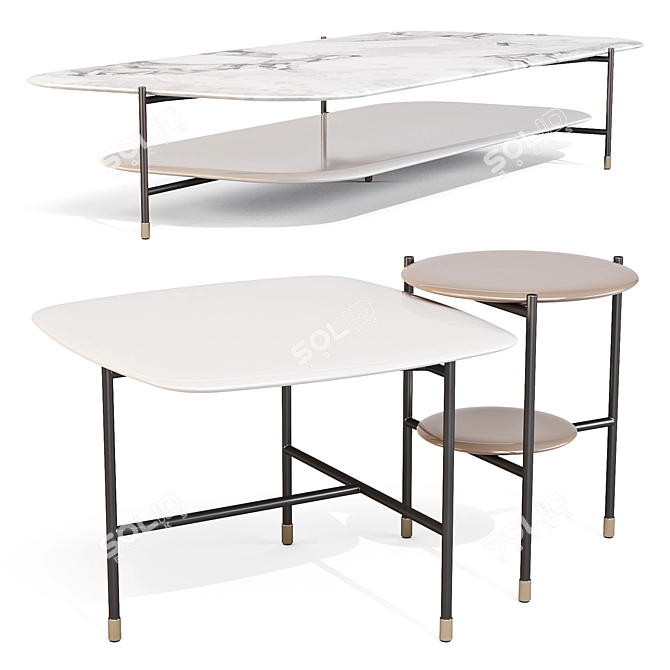 Sleek Meridiani Adrian Tables Set 3D model image 2