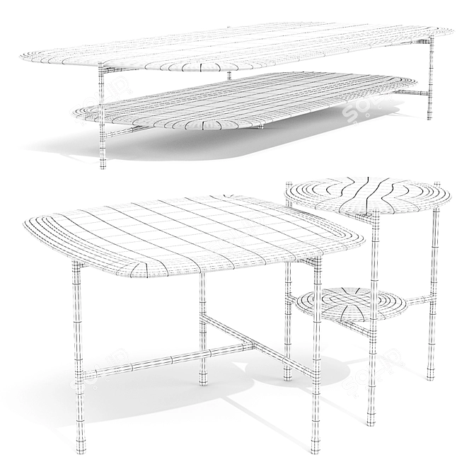 Sleek Meridiani Adrian Tables Set 3D model image 3