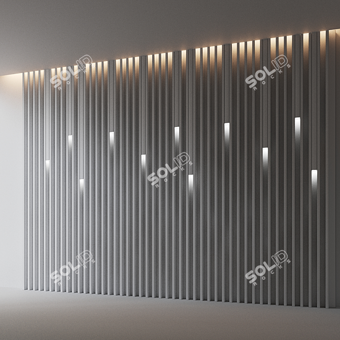 Decorative Wooden Wall Panel 3D model image 3