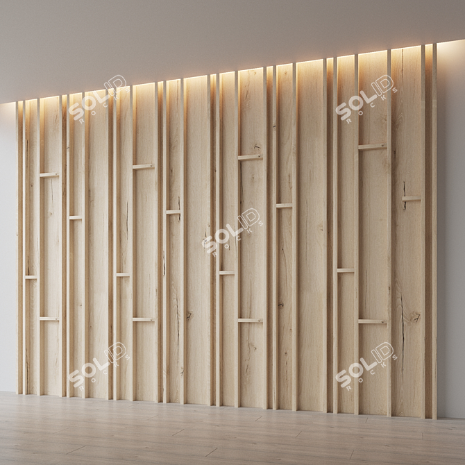 Decorative Wooden Wall Panel 3D model image 2