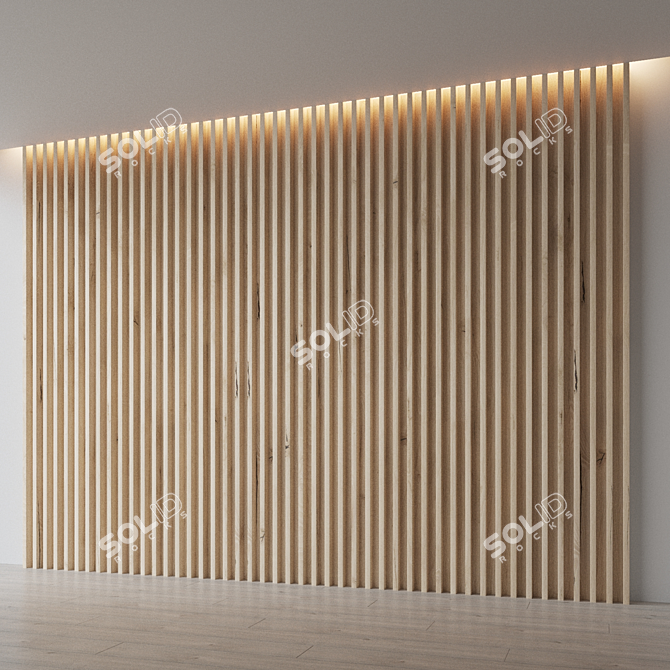 Wooden Decorative Wall Panel 3D model image 2