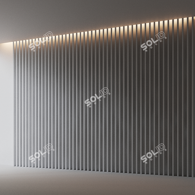 Wooden Decorative Wall Panel 3D model image 3