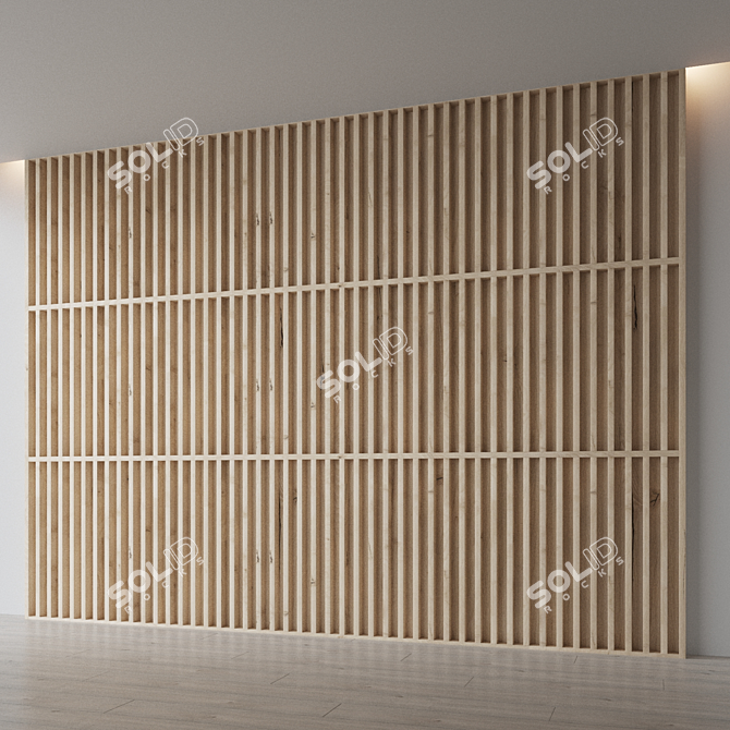 Decorative Wooden Panel Wall 3D model image 2