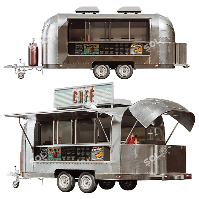 Mobile Airstream Food Truck 3D model image 1