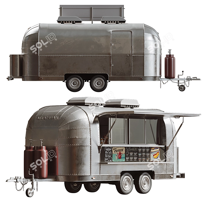 Mobile Airstream Food Truck 3D model image 2