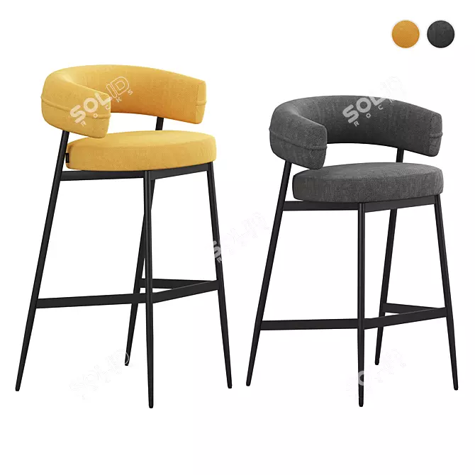 Zanotta Nena Bar Stool Two-Tone 3D model image 2