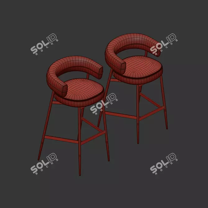 Zanotta Nena Bar Stool Two-Tone 3D model image 5