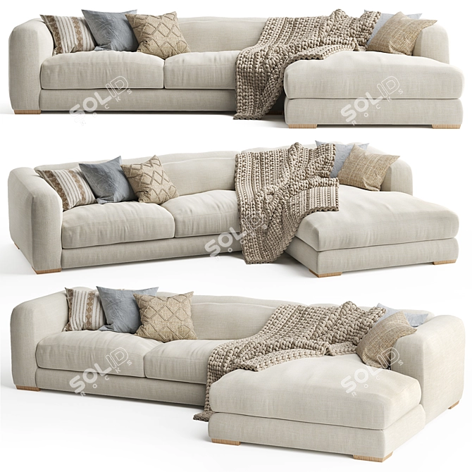 Uniqwa Mukuru Natural Corner Sofa 3D model image 1