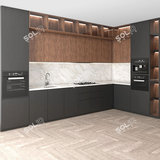 Customizable Modern Kitchen Set 3D model image 2