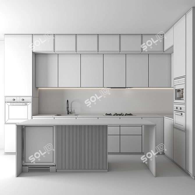 Customizable Modern Kitchen Set 3D model image 4