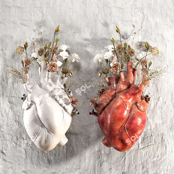 Heart Shaped Wall Vase 3D model image 1