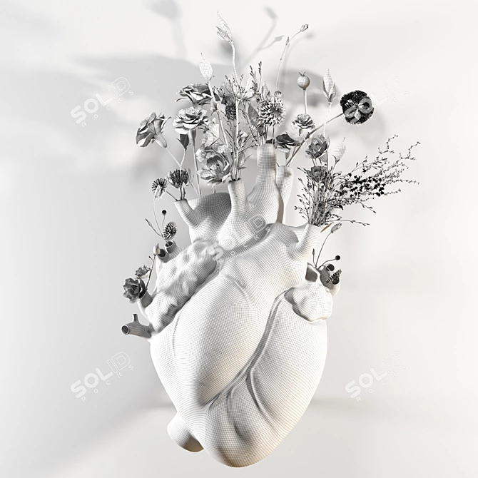 Heart Shaped Wall Vase 3D model image 6