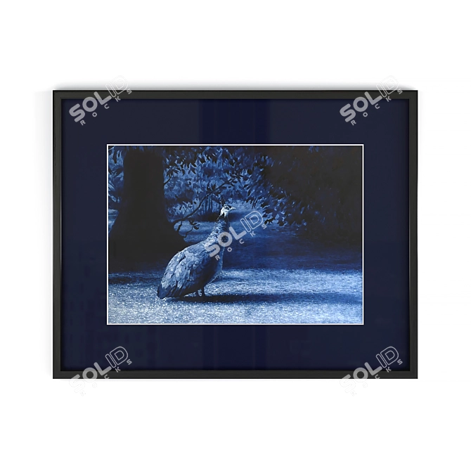 Peacock Painting in Glass Frame 3D model image 1