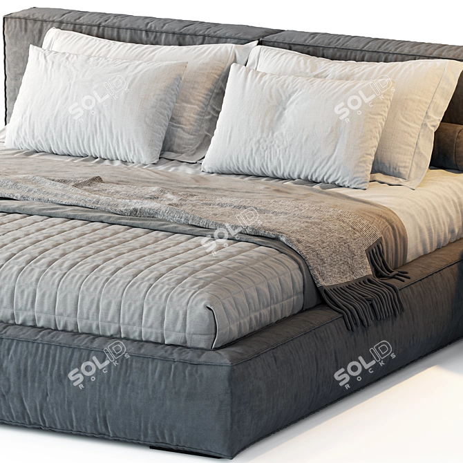 Modern Boca Navi Black Bed 3D model image 4