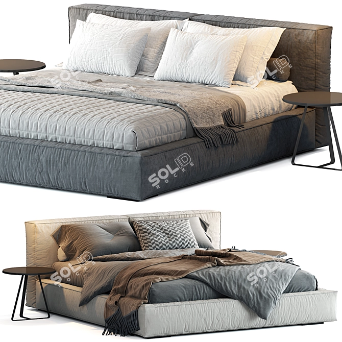 Modern Boca Navi Black Bed 3D model image 7