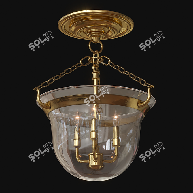 Rustic Elegance Bell Jar Lantern 3D model image 1