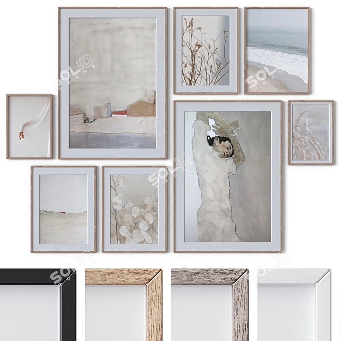 Modern Wall Paintings Set 3D 3D model image 1