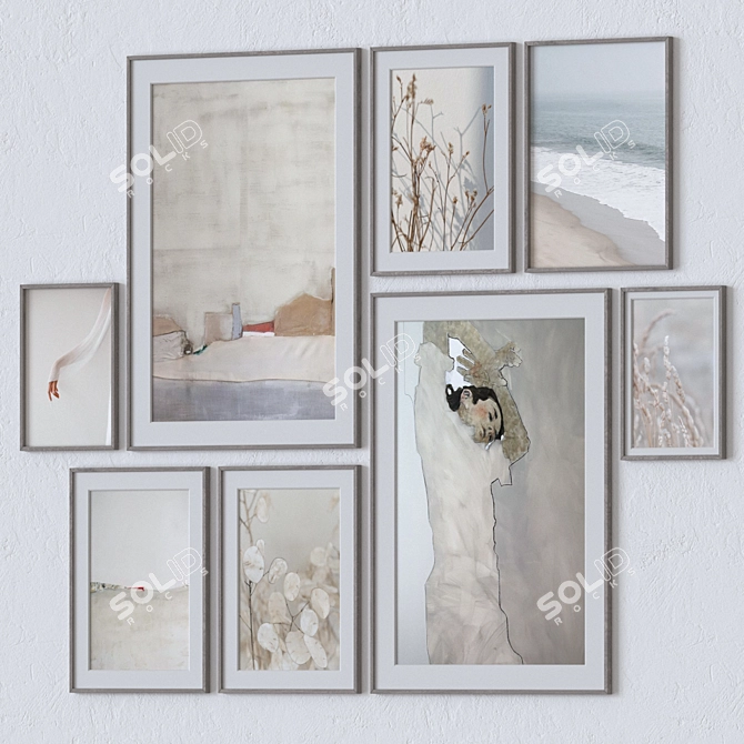 Modern Wall Paintings Set 3D 3D model image 2