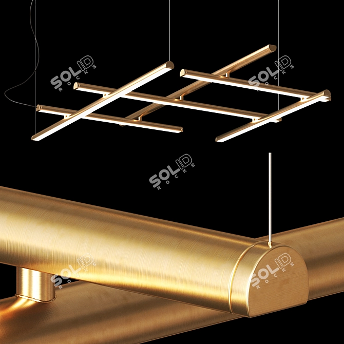 Sleek Metal Hilow Light Fixture 3D model image 1