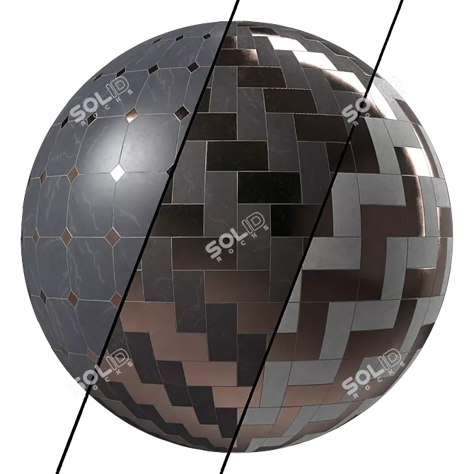 Metal-Marble Mix Tile Set 4k 3D model image 5