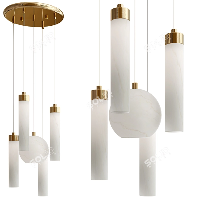 Matte Alabaster Pendant Light Set 3D model image 1