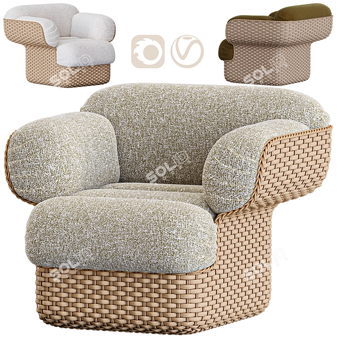 Modern Basket Lounge Chair Furniture 3D model image 1