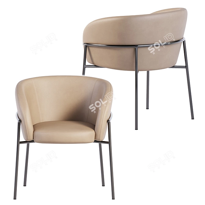 Parla Rimo Chair in Leather 3D model image 3