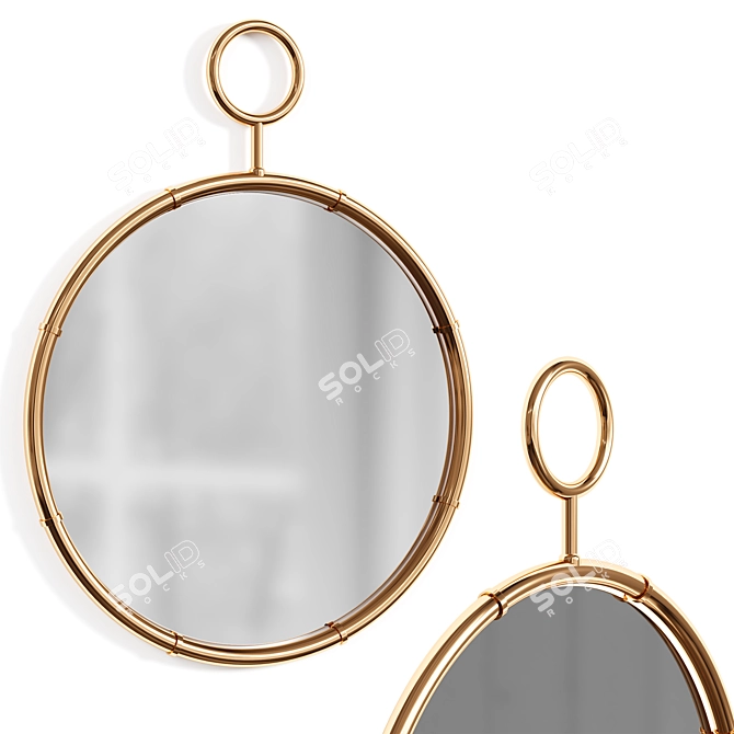 Elegant Silver Round Wall Mirror 3D model image 1